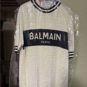 Balmain Navy blue and White Knit Top